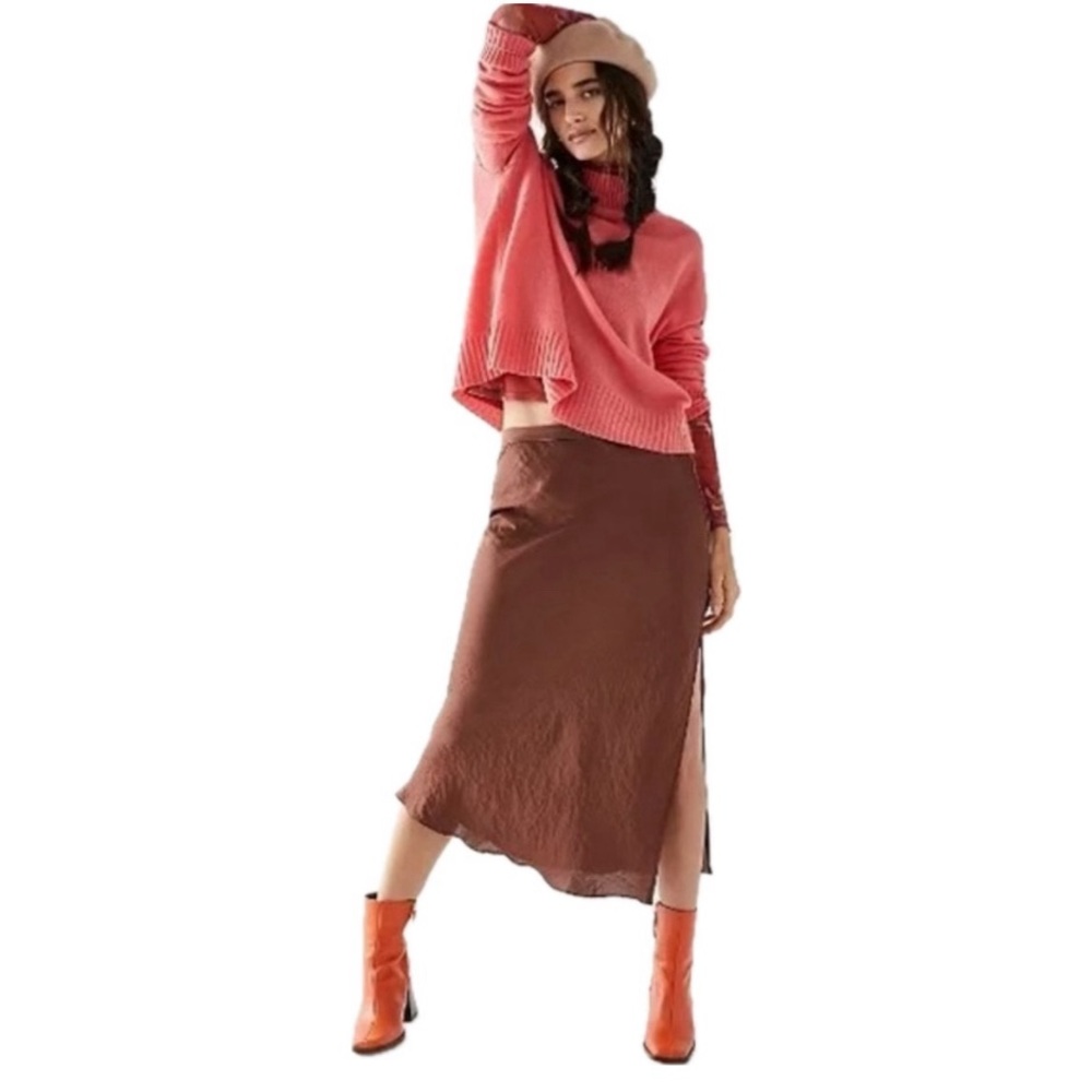 Free People • NWOT Poppy Cashmere Turtleneck in Geranium Pink Coral Size XS